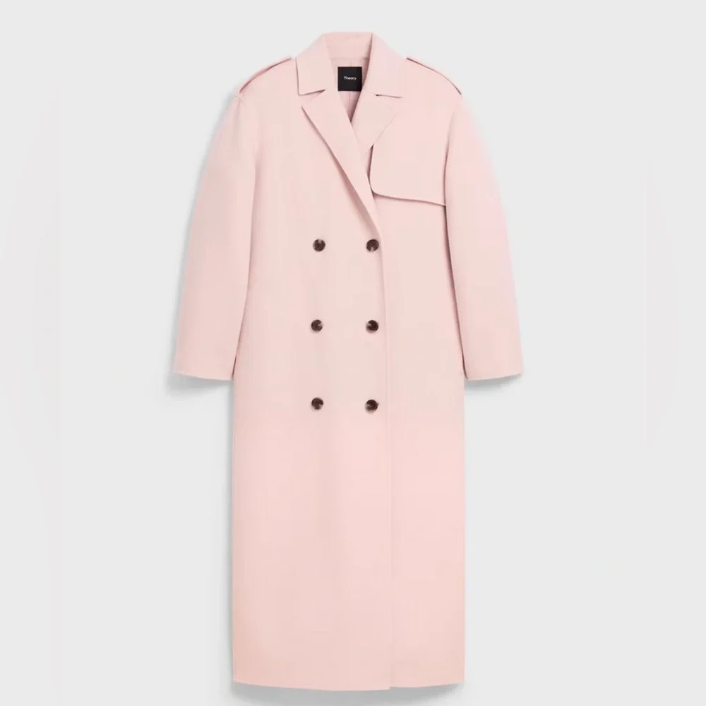 Theory Double Breasted Overcoat in Double Face Wool Cashmere - Picture 3 of 6